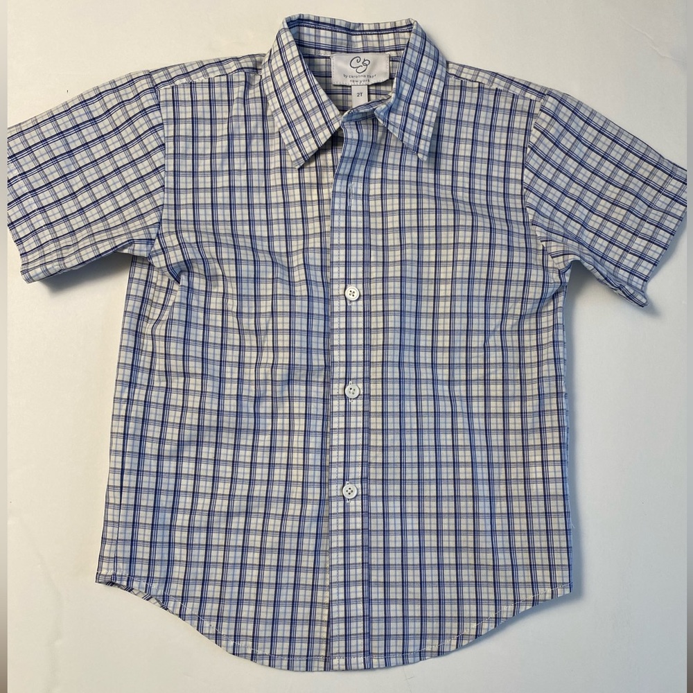 NWT Carolina Zapf New York Short-Sleeve Button Down Shirt. Size 2T